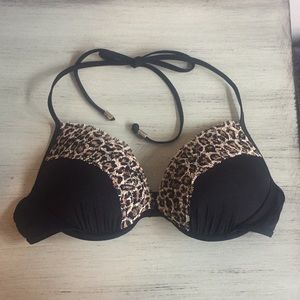 Victoria Secret Black/Cheetah Bathing Suit Top